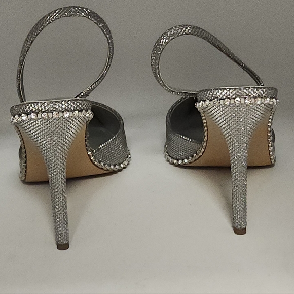 Gianni Bini Silver Rhinestone Embellished Slingback Pumps - Size 7.5 - Picture 5 of 17